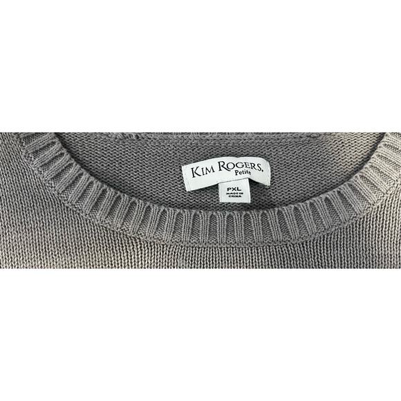 Women's Petite XL Gray Snowflake Sequin Knit Sweater Holiday Christmas Festive - Picture 5 of 6